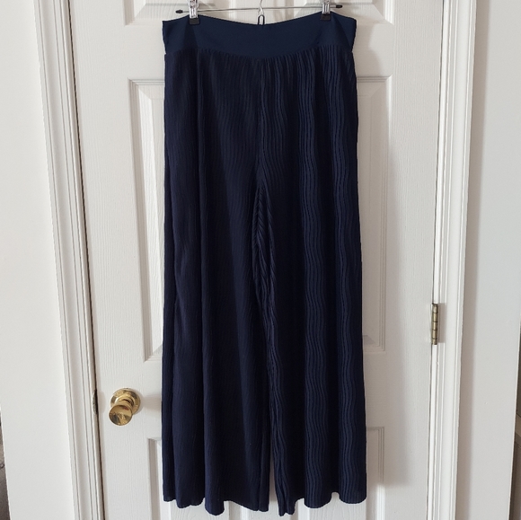 Anthropologie Navy Blue Delano Knit Wide Leg Pull On Pants Size Medium - Picture 1 of 4